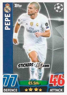 Sticker Pepe - UEFA Champions League 2015-2016. Match Attax n. 77 - Topps
