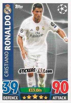 Sticker Cristiano Ronaldo - UEFA Champions League 2015-2016. Match Attax n. 89 - Topps