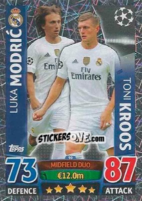 Sticker Luka Modric / Toni Kroos - UEFA Champions League 2015-2016. Match Attax n. 90 - Topps