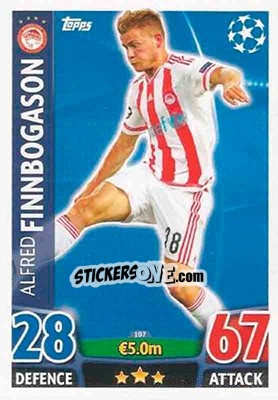Sticker Alfred Finnbogason - UEFA Champions League 2015-2016. Match Attax n. 107 - Topps