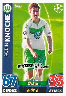 Sticker Robin Knoche - UEFA Champions League 2015-2016. Match Attax n. 112 - Topps