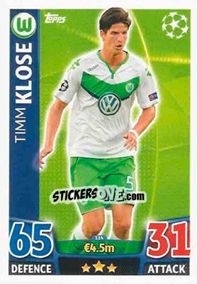 Sticker Timm Klose - UEFA Champions League 2015-2016. Match Attax n. 114 - Topps