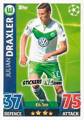 Sticker Julian Draxler - UEFA Champions League 2015-2016. Match Attax - Topps