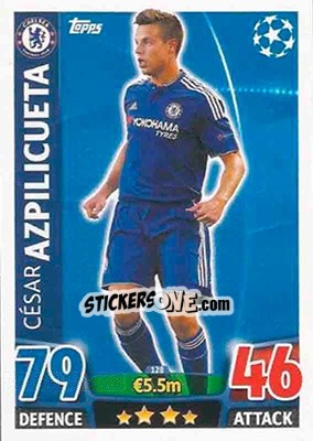 Sticker César Azpilicueta - UEFA Champions League 2015-2016. Match Attax n. 128 - Topps