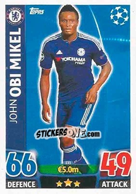 Sticker John Obi Mikel - UEFA Champions League 2015-2016. Match Attax n. 133 - Topps