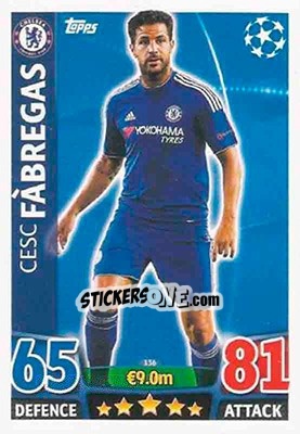 Sticker Cesc Fàbregas - UEFA Champions League 2015-2016. Match Attax n. 136 - Topps