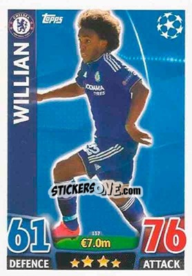 Sticker Willian - UEFA Champions League 2015-2016. Match Attax n. 137 - Topps