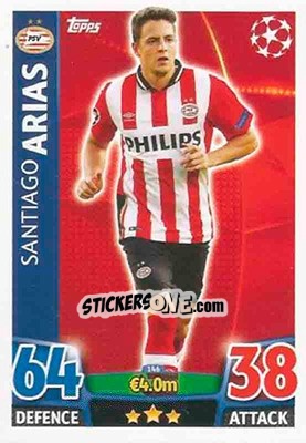 Sticker Santiago Arias - UEFA Champions League 2015-2016. Match Attax n. 146 - Topps