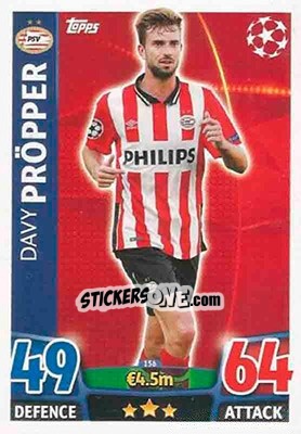 Sticker Davy Pröpper - UEFA Champions League 2015-2016. Match Attax n. 156 - Topps
