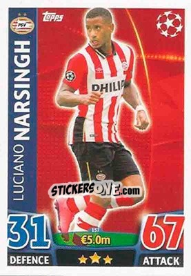 Sticker Luciano Narsingh - UEFA Champions League 2015-2016. Match Attax n. 157 - Topps