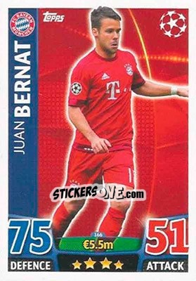 Sticker Juan Bernat - UEFA Champions League 2015-2016. Match Attax n. 166 - Topps
