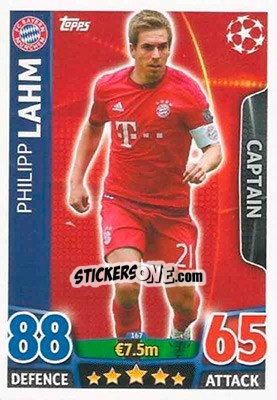 Sticker Philipp Lahm - UEFA Champions League 2015-2016. Match Attax n. 167 - Topps