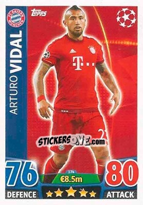 Sticker Arturo Vidal - UEFA Champions League 2015-2016. Match Attax n. 174 - Topps