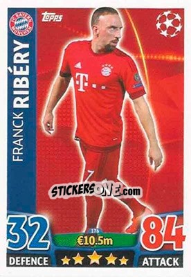 Sticker Franck Ribéry - UEFA Champions League 2015-2016. Match Attax n. 176 - Topps