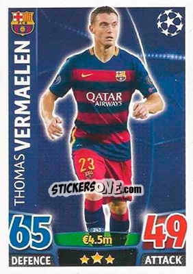 Sticker Thomas Vermaelen - UEFA Champions League 2015-2016. Match Attax n. 243 - Topps