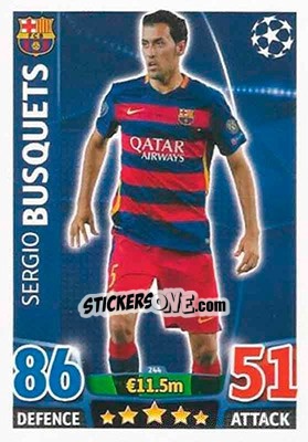 Sticker Sergio Busquets - UEFA Champions League 2015-2016. Match Attax n. 244 - Topps