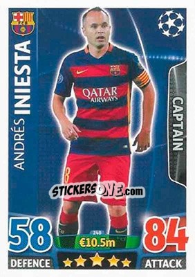 Sticker Andrés Iniesta - UEFA Champions League 2015-2016. Match Attax n. 248 - Topps