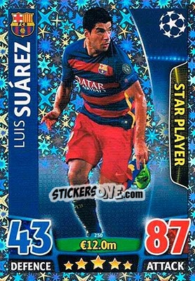 Sticker Luis Suárez - UEFA Champions League 2015-2016. Match Attax n. 250 - Topps