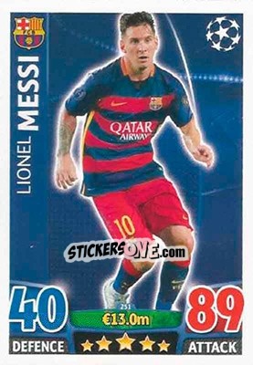 Sticker Lionel Messi - UEFA Champions League 2015-2016. Match Attax n. 251 - Topps