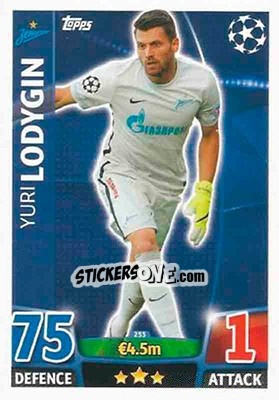 Cromo Yuri Lodygin - UEFA Champions League 2015-2016. Match Attax n. 253 - Topps
