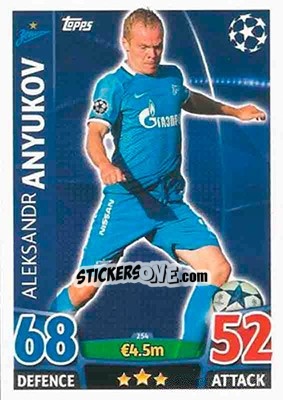 Sticker Aleksandr Anyukov - UEFA Champions League 2015-2016. Match Attax n. 254 - Topps