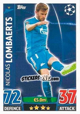 Sticker Nicolas Lombaerts - UEFA Champions League 2015-2016. Match Attax n. 256 - Topps