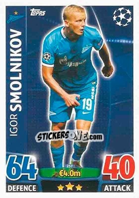 Sticker Igor Smolnikov - UEFA Champions League 2015-2016. Match Attax n. 257 - Topps