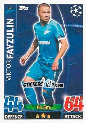 Sticker Viktor Fayzulin - UEFA Champions League 2015-2016. Match Attax n. 261 - Topps