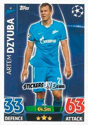 Sticker Artem Dzyuba - UEFA Champions League 2015-2016. Match Attax n. 268 - Topps