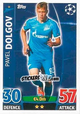 Sticker Pavel Dolgov - UEFA Champions League 2015-2016. Match Attax n. 269 - Topps