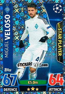 Sticker Miguel Veloso - UEFA Champions League 2015-2016. Match Attax n. 296 - Topps