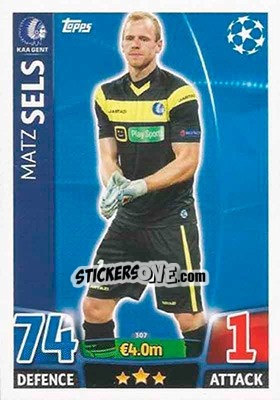 Sticker Matz Sels - UEFA Champions League 2015-2016. Match Attax n. 307 - Topps