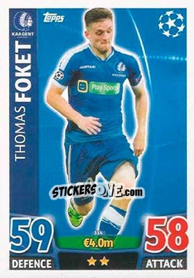 Figurina Thomas Foket - UEFA Champions League 2015-2016. Match Attax - Topps