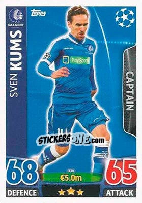 Sticker Sven Kums - UEFA Champions League 2015-2016. Match Attax n. 316 - Topps