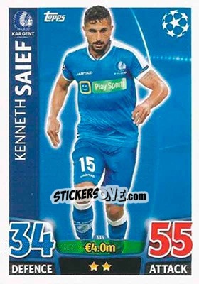 Cromo Kenneth Saief - UEFA Champions League 2015-2016. Match Attax n. 319 - Topps