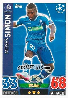 Sticker Moses Simon - UEFA Champions League 2015-2016. Match Attax n. 322 - Topps