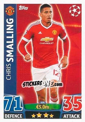 Sticker Chris Smalling - UEFA Champions League 2015-2016. Match Attax n. 329 - Topps