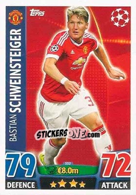 Sticker Bastian Schweinsteiger - UEFA Champions League 2015-2016. Match Attax n. 332 - Topps