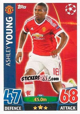 Sticker Ashley Young - UEFA Champions League 2015-2016. Match Attax n. 336 - Topps