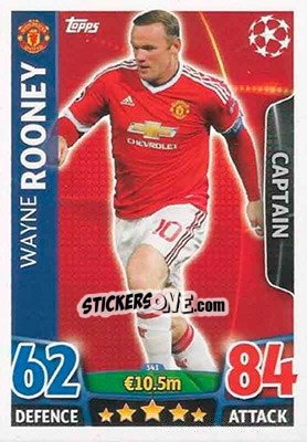 Sticker Wayne Rooney - UEFA Champions League 2015-2016. Match Attax n. 341 - Topps