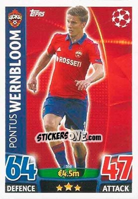 Sticker Pontus Wernbloom - UEFA Champions League 2015-2016. Match Attax n. 350 - Topps