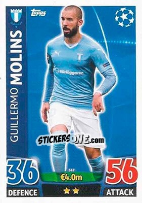 Figurina Guillermo Molins - UEFA Champions League 2015-2016. Match Attax n. 367 - Topps