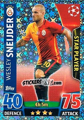 Sticker Wesley Sneijder - UEFA Champions League 2015-2016. Match Attax n. 391 - Topps