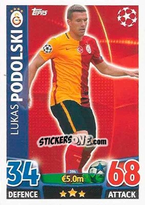 Sticker Lukas Podolski - UEFA Champions League 2015-2016. Match Attax n. 394 - Topps