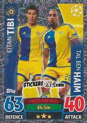 Sticker Eitan Tibi / Tal Ben Haim - UEFA Champions League 2015-2016. Match Attax n. 414 - Topps