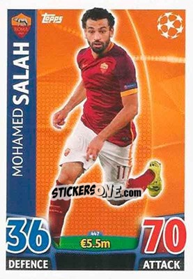 Sticker Mohamed Salah - UEFA Champions League 2015-2016. Match Attax n. 447 - Topps