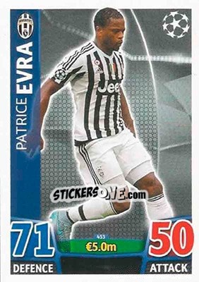 Sticker Patrice Evra - UEFA Champions League 2015-2016. Match Attax n. 453 - Topps