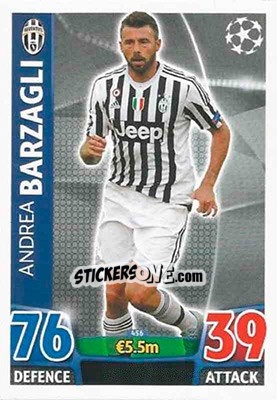 Sticker Andrea Barzagli - UEFA Champions League 2015-2016. Match Attax n. 456 - Topps