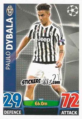 Sticker Paulo Dybala - UEFA Champions League 2015-2016. Match Attax n. 463 - Topps