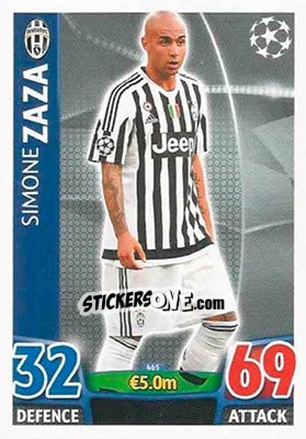 Sticker Simone Zaza - UEFA Champions League 2015-2016. Match Attax n. 465 - Topps